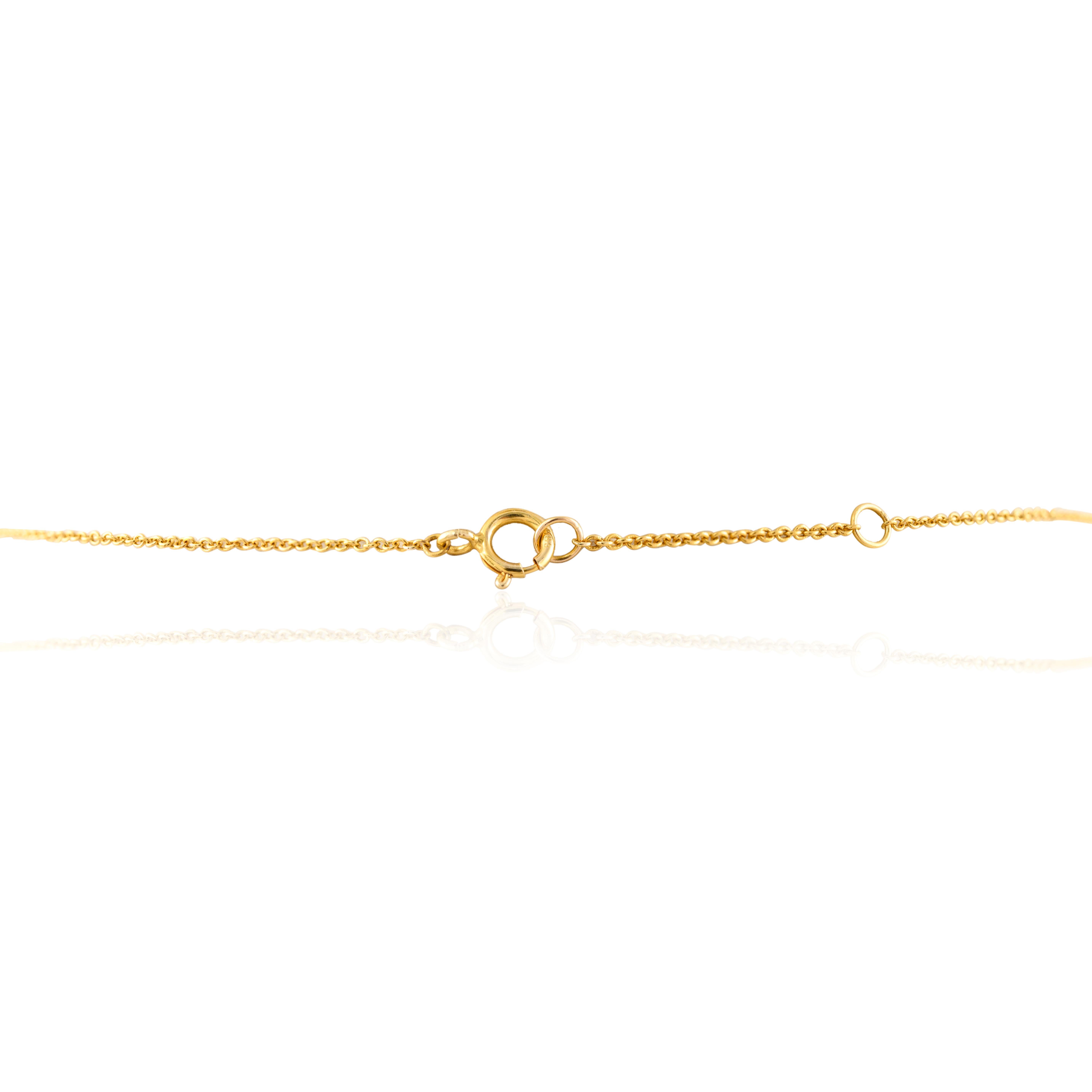 Taille brillant Chaîne collier étoilée en or jaune massif 14 carats, cadeau pour fille en vente