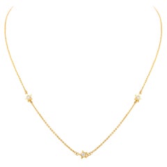 Dainty Diamond Star Chain Necklace 14k Solid Yellow Gold, Daughter Gift