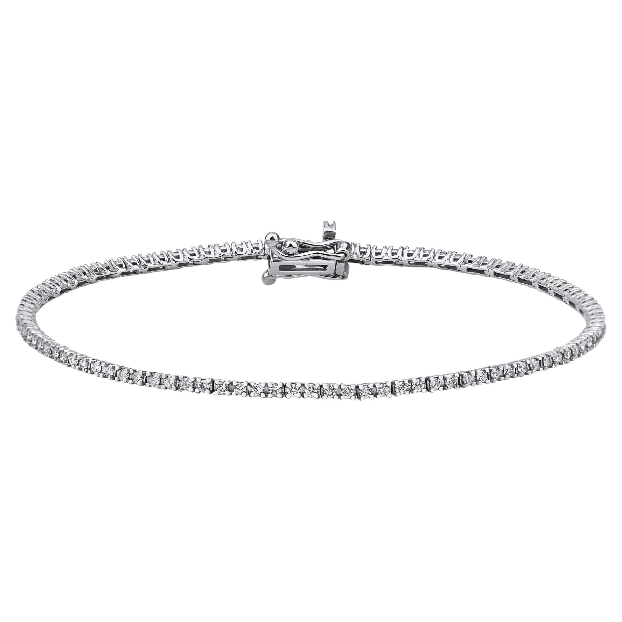 Dainty Diamond Tennis 0.80ct Solid Gold Bracelet