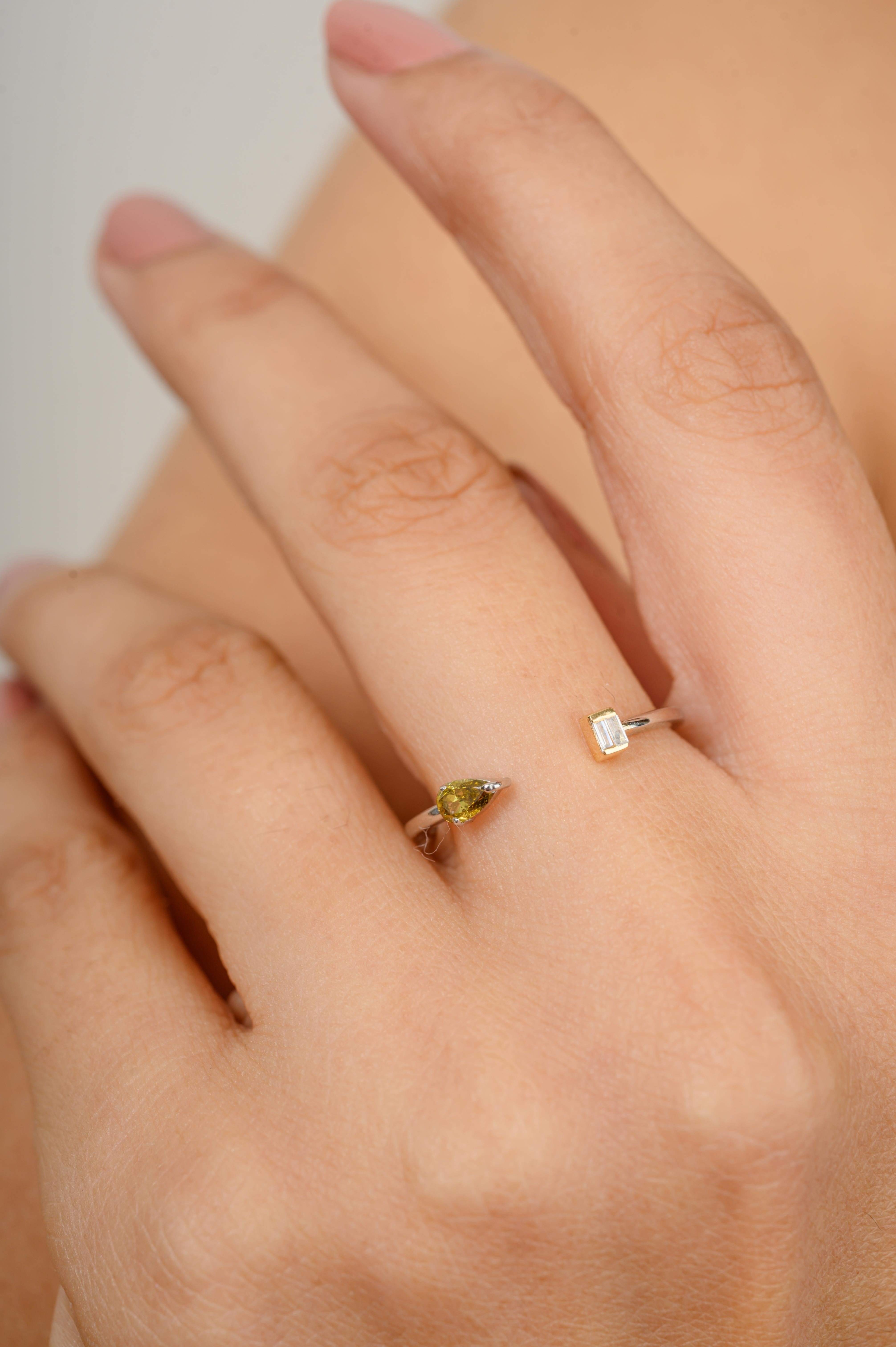 For Sale:  Dainty Diamond Two Stone Open Ring Thanksgiving Gift in 18k Solid White Gold 2