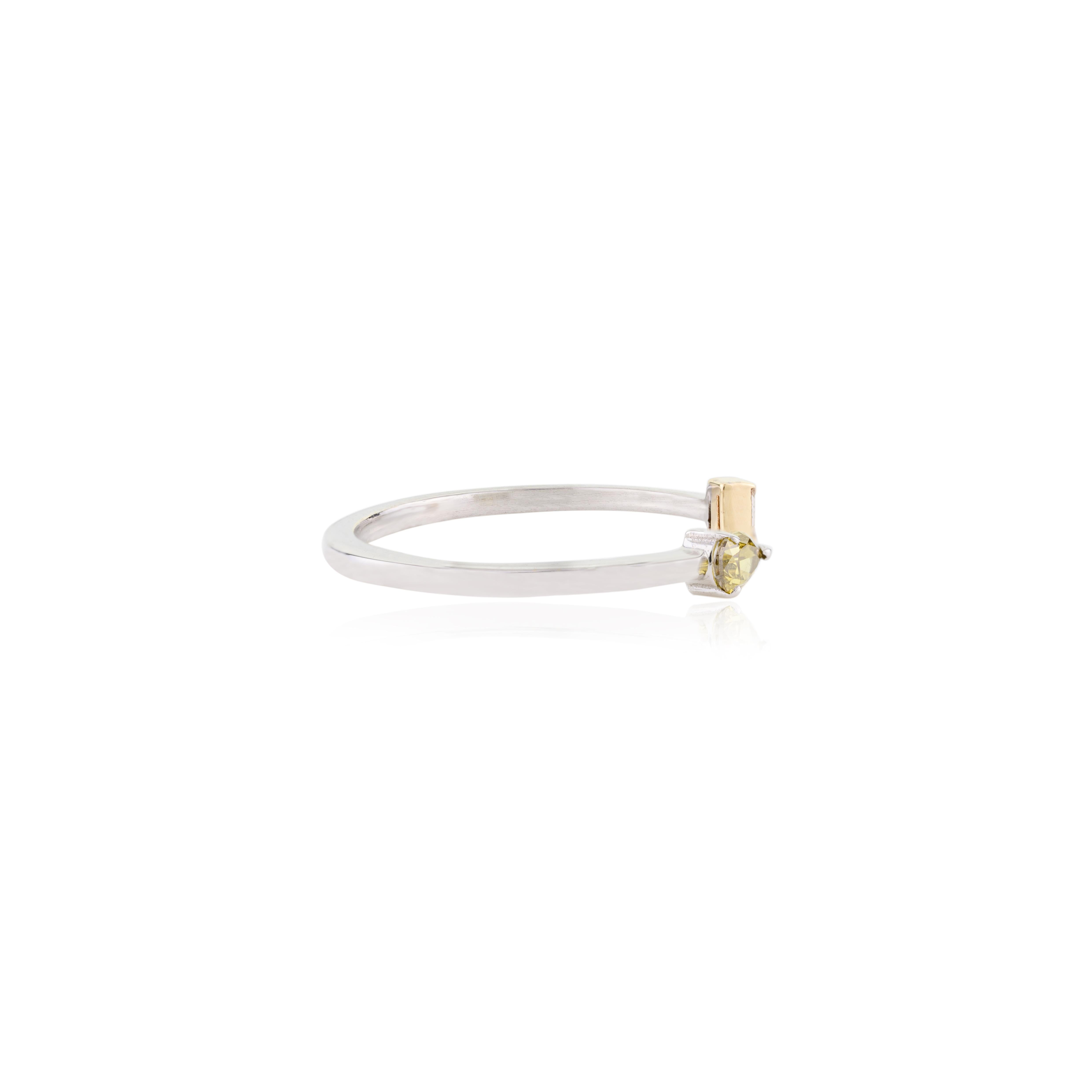 For Sale:  Dainty Diamond Two Stone Open Ring Thanksgiving Gift in 18k Solid White Gold 3