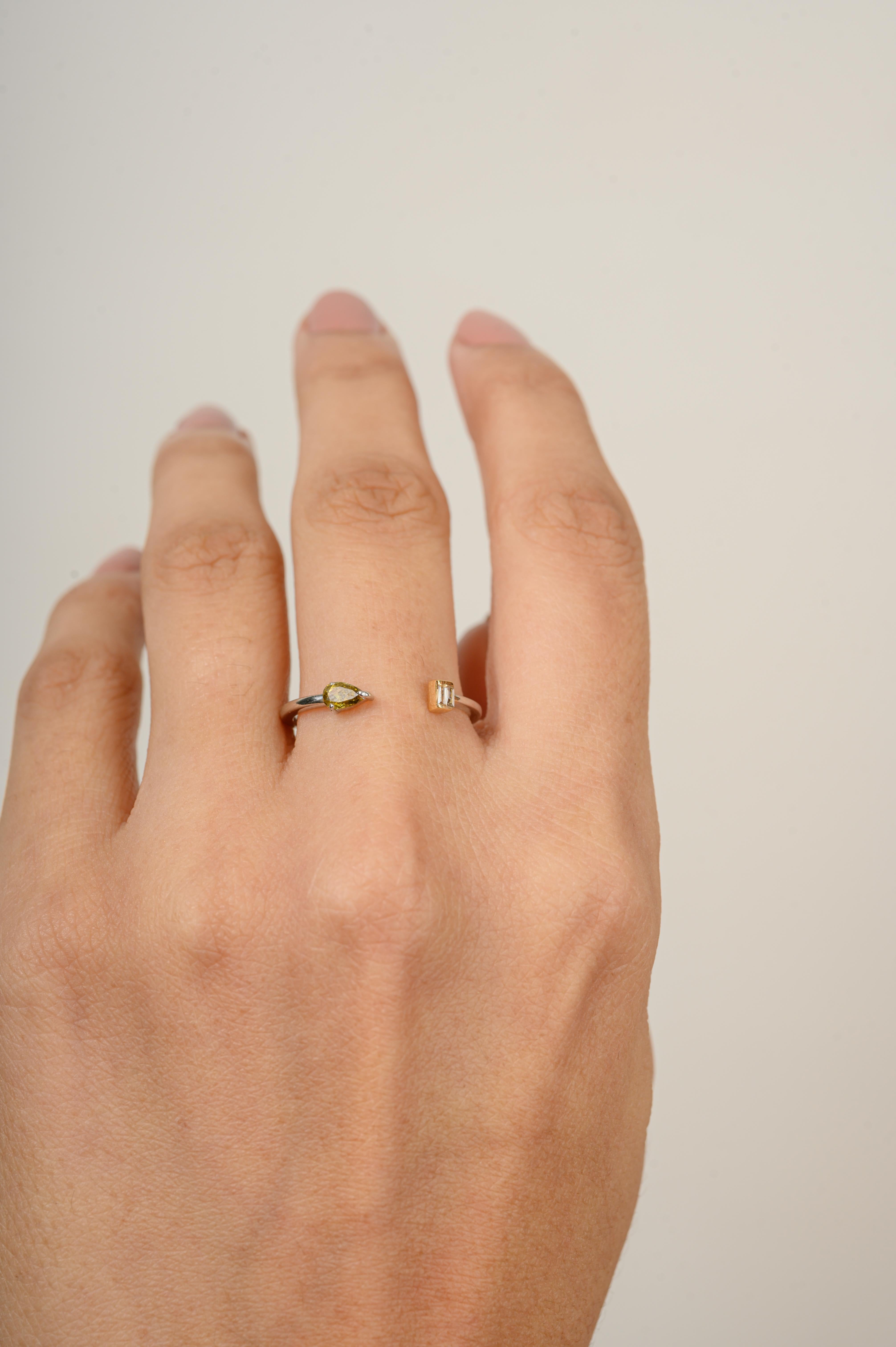 For Sale:  Dainty Diamond Two Stone Open Ring Thanksgiving Gift in 18k Solid White Gold 4