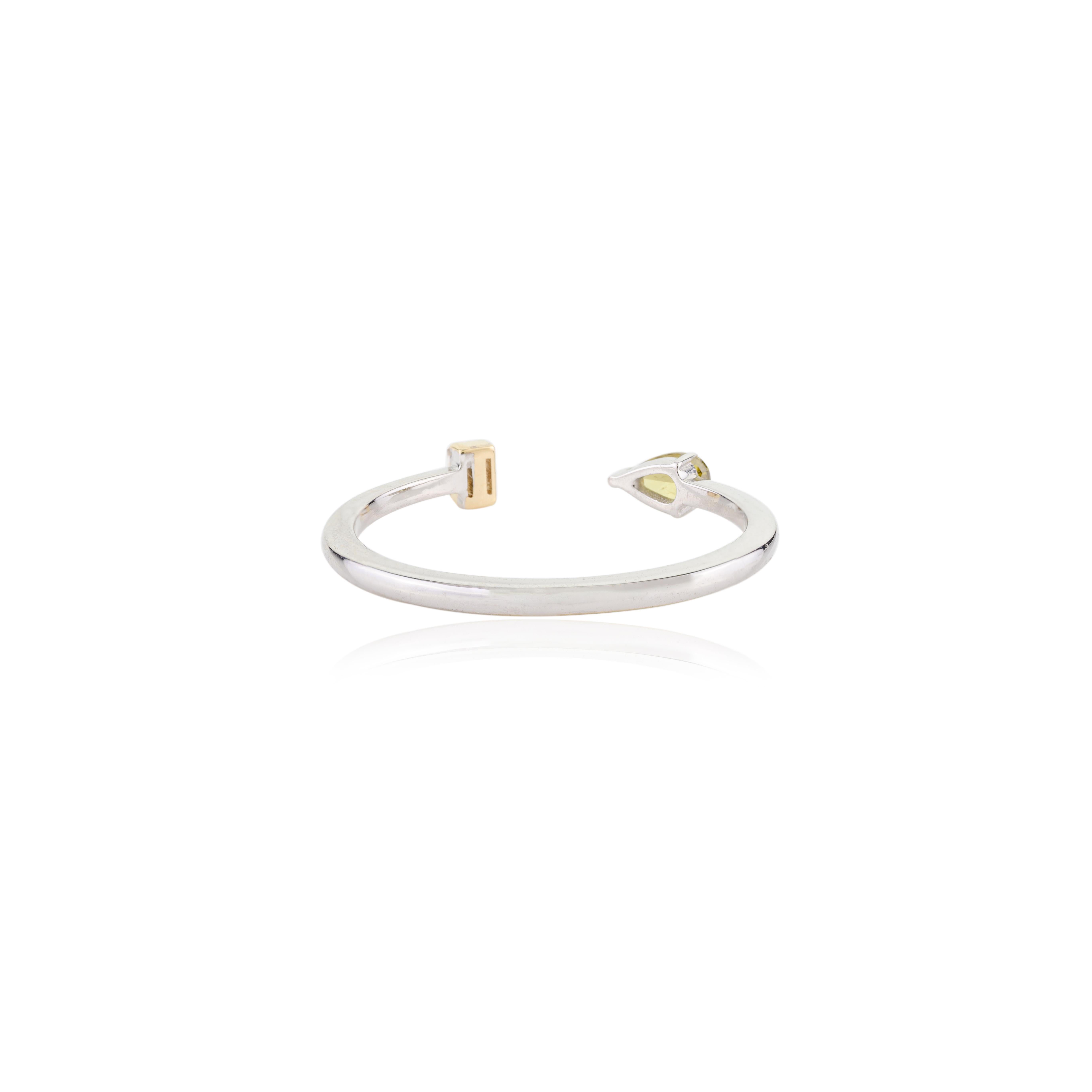 For Sale:  Dainty Diamond Two Stone Open Ring Thanksgiving Gift in 18k Solid White Gold 5
