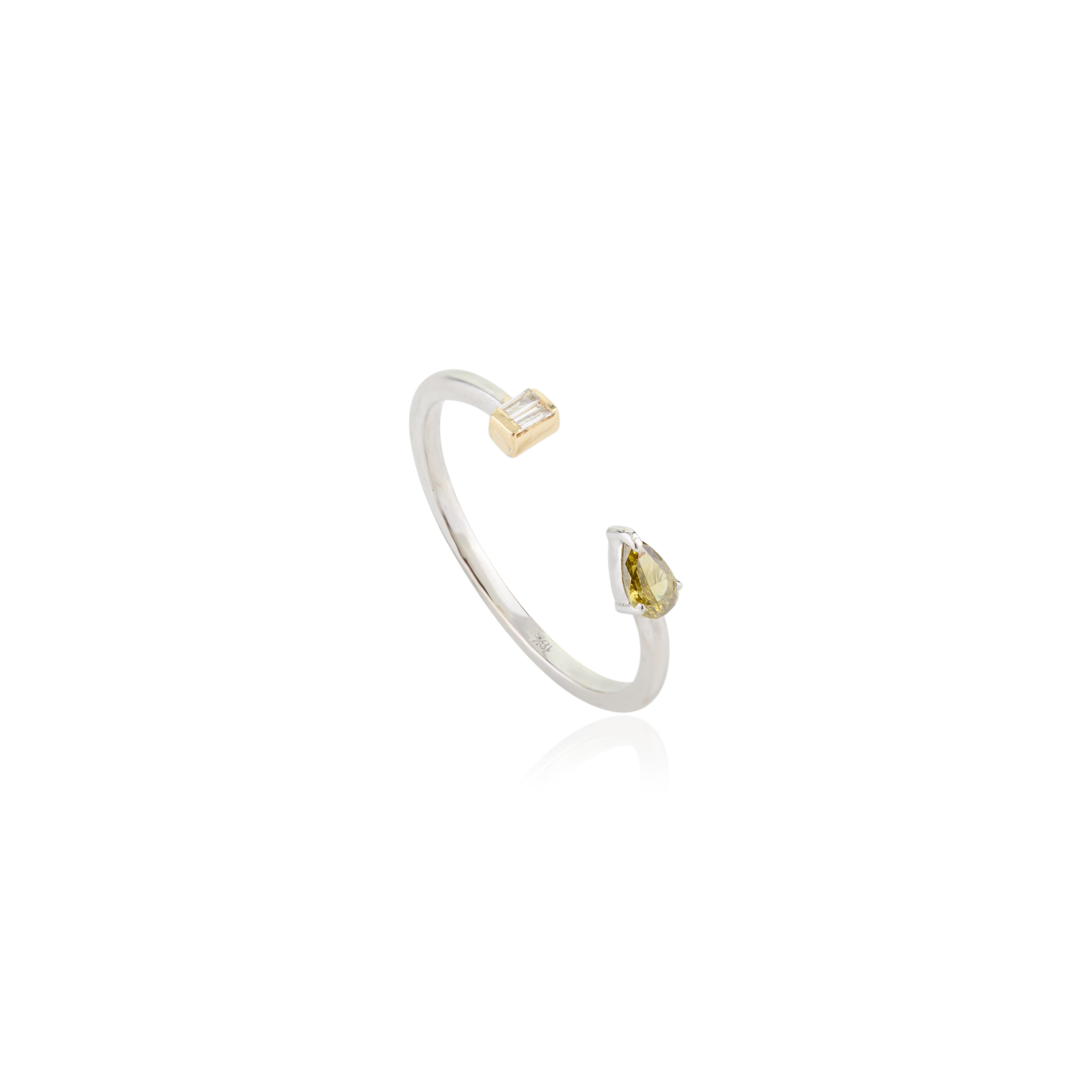 For Sale:  Dainty Diamond Two Stone Open Ring Thanksgiving Gift in 18k Solid White Gold 7