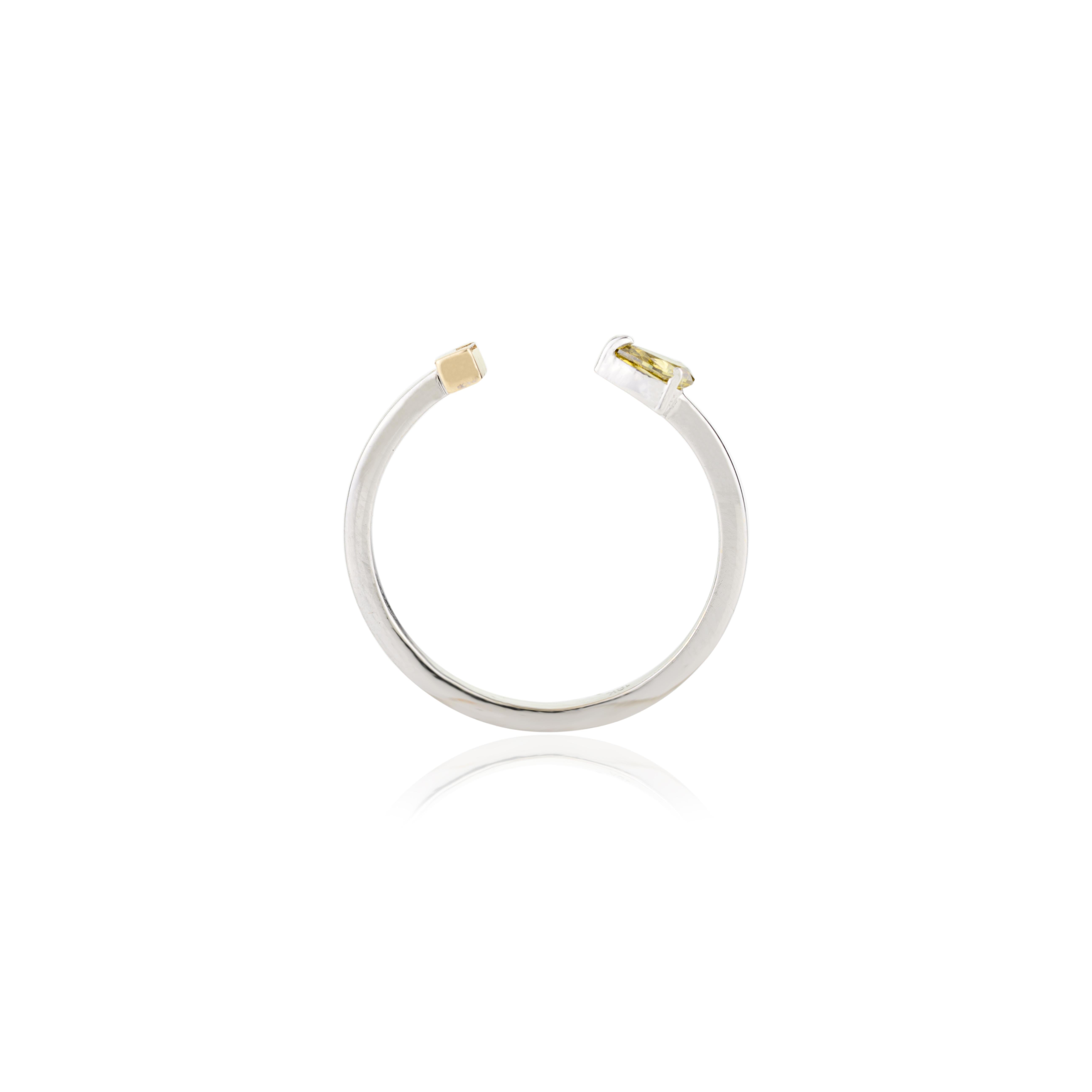 For Sale:  Dainty Diamond Two Stone Open Ring Thanksgiving Gift in 18k Solid White Gold 8