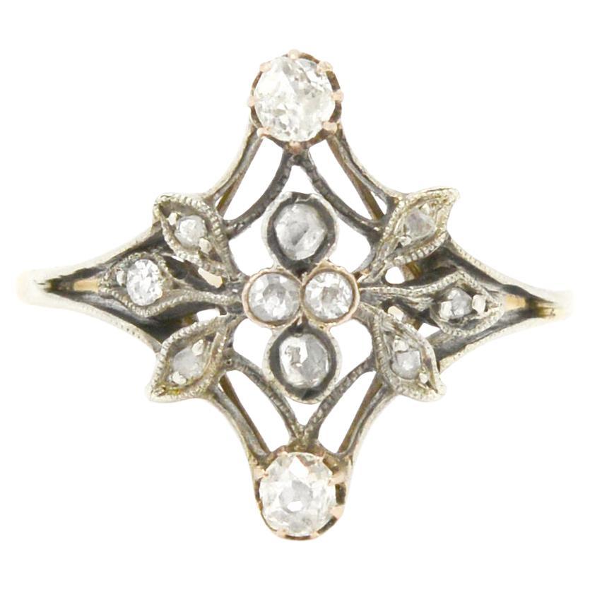 Dainty Diamond Vine Antique Art Nouveau Engagement Ring Victorian Wedding Band