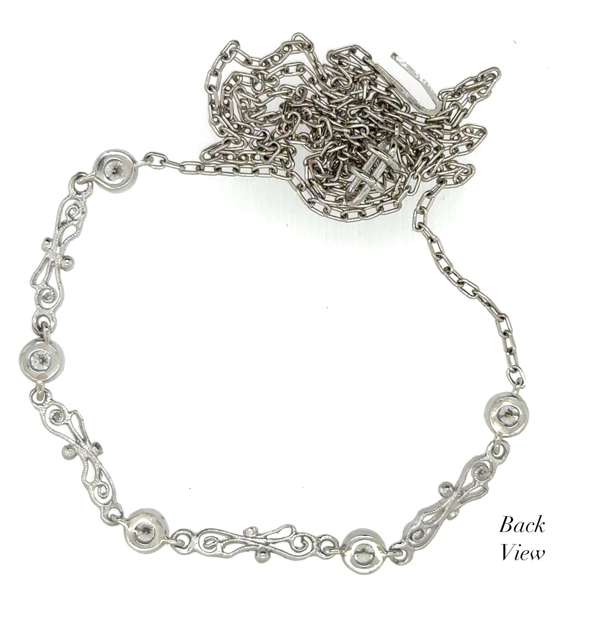 Collier ras du cou « Dainty Doo-Dad II » à maillons fantaisie en diamants et platine en vente 4