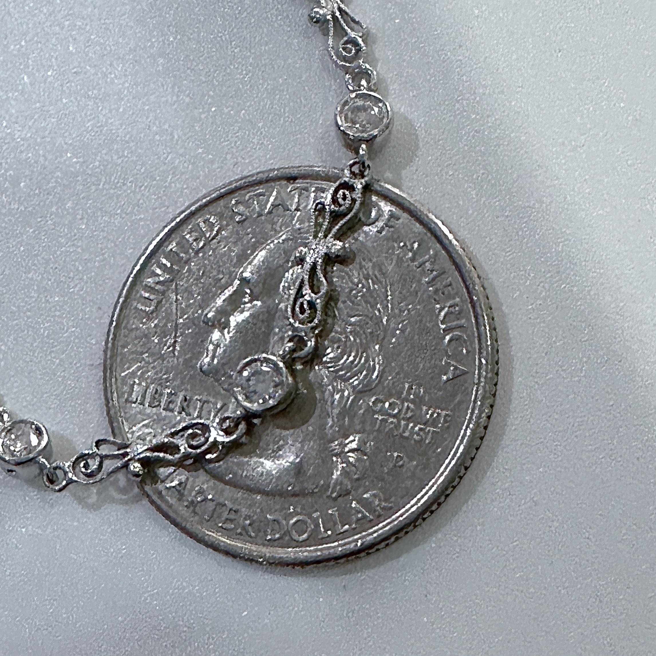 Collier ras du cou « Dainty Doo-Dad II » à maillons fantaisie en diamants et platine en vente 5