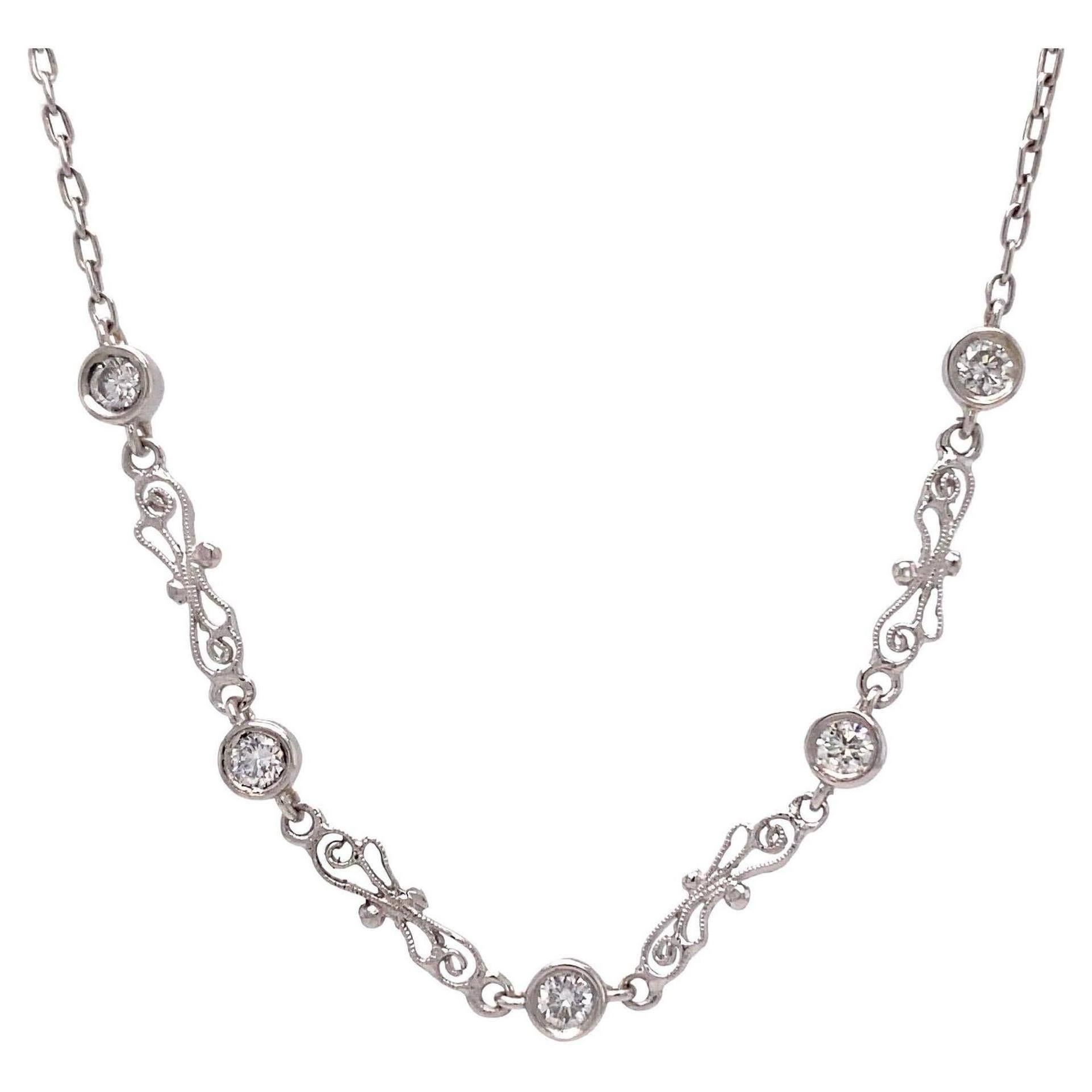 "Dainty Doo-Dad II" Fancy Link Choker Necklace in Diamonds & Platinum For Sale