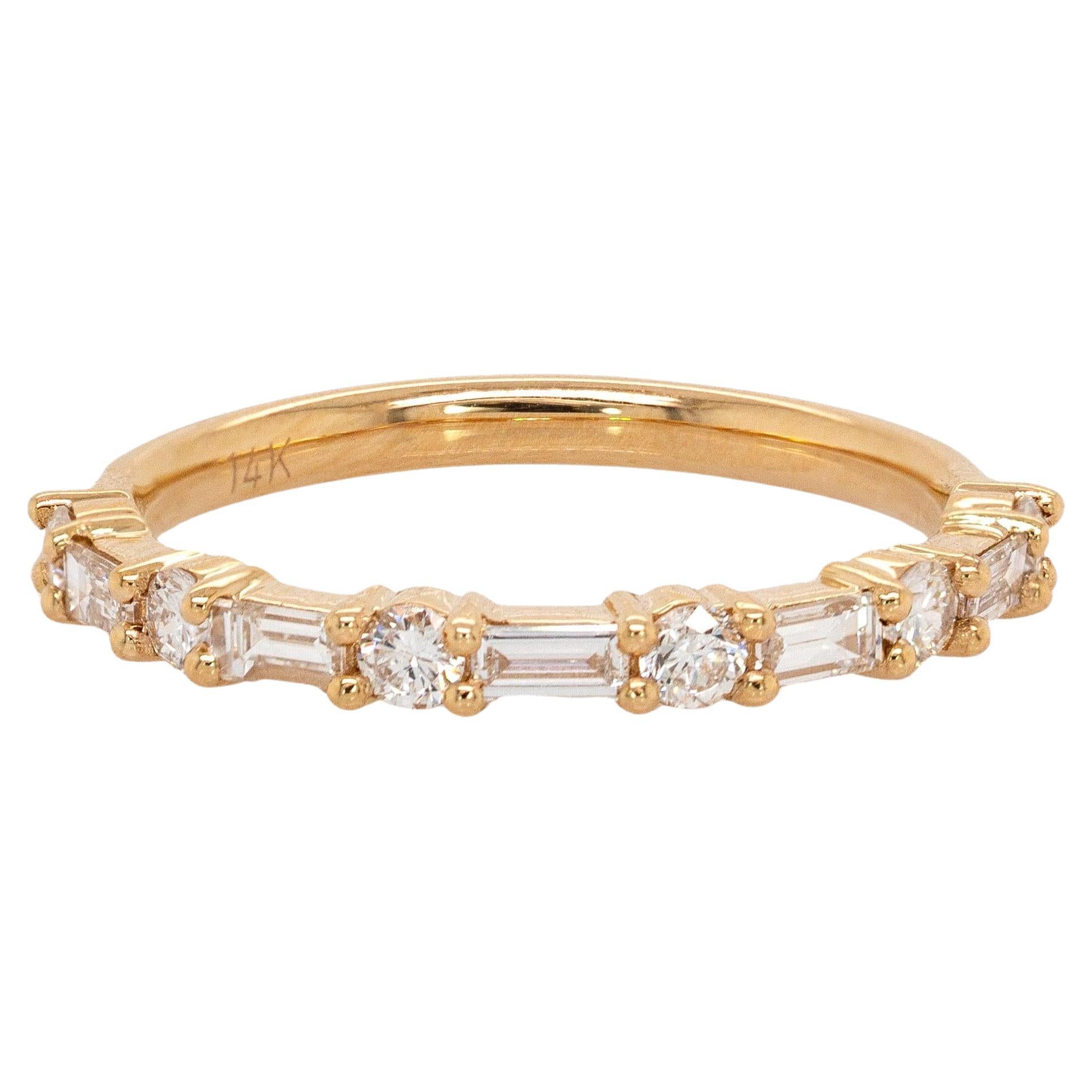 Fascia di diamanti Dainty Earth Mined - Oro massiccio 14K, Gioielli fatti a mano in vendita