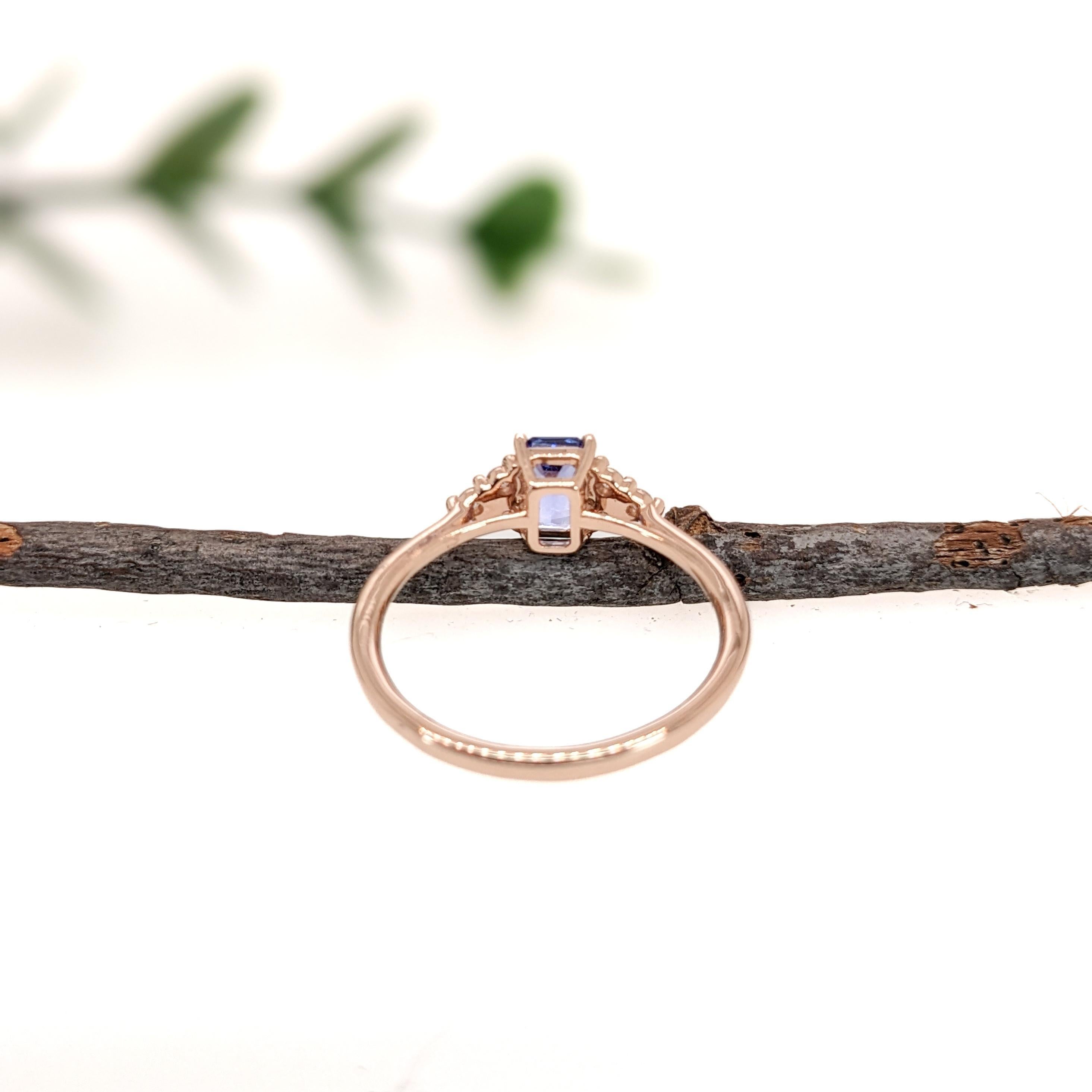 Dainty Engagement Tanzanite Ring w Natural Diamonds in 14K Yellow Gold  EM 6x4 In New Condition For Sale In Columbus, OH