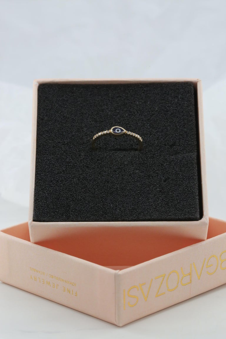 Dainty Evil Eye Ring with Zircon, 14K Gold, Pinky Ring 5