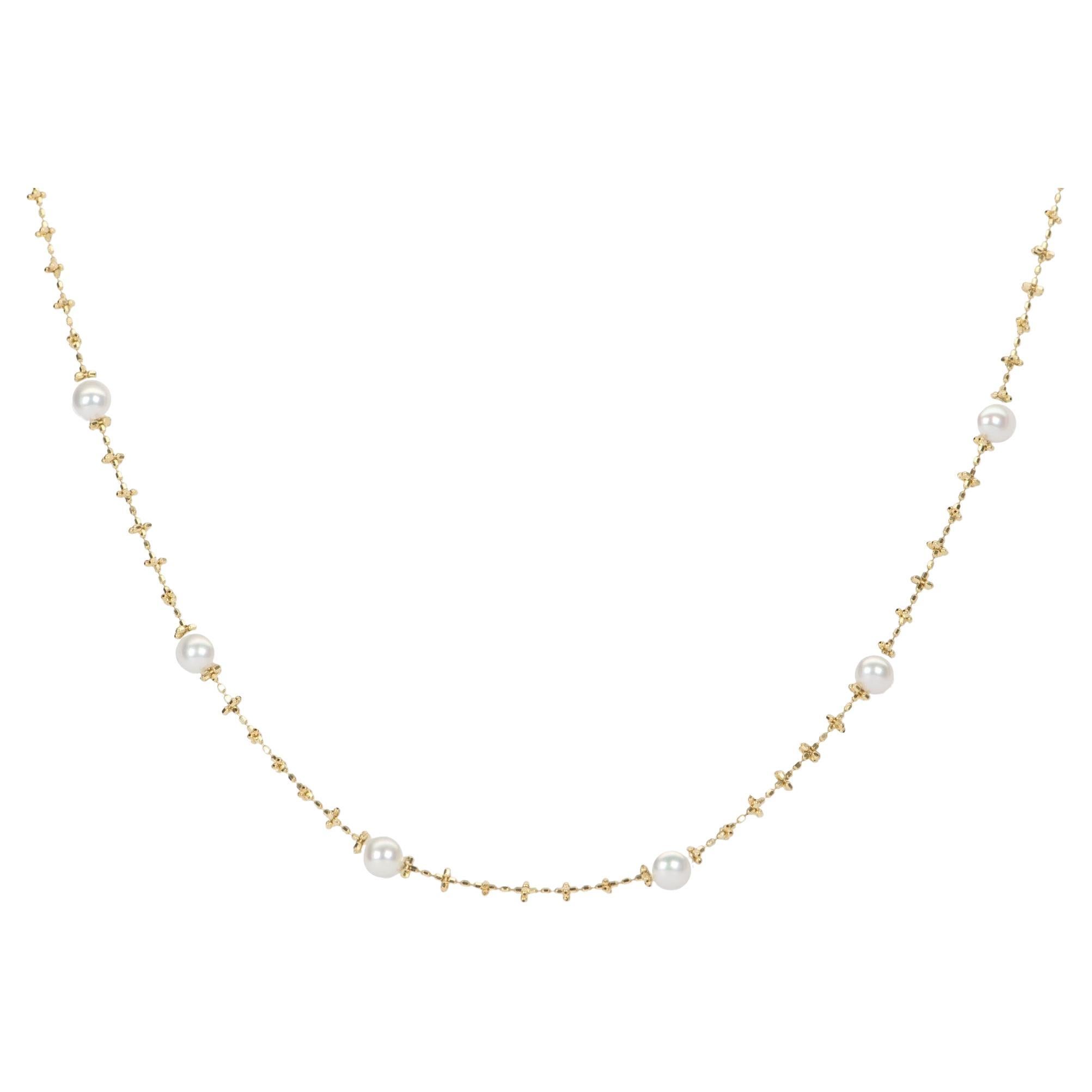♥ Collana in oro 18 carati con perle e perle taglio diamante 
♥ Adornati con questa splendida collana in oro 18 carati! Realizzato con perline a taglio diamante e perle delicate. Questa collana scintillante attirerà sicuramente tutti gli sguardi.