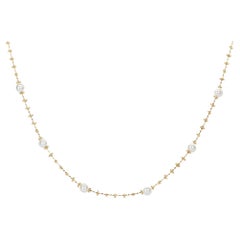 Delicado Collar de Perlas de Agua Dulce con Cadena de Oro Brillante de 18 quilates, ideal para llevar a capas