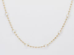 Dainty Freshwater Pearl on Shiny 18k Gold Chain Necklace OOAK Gift for Her R4365