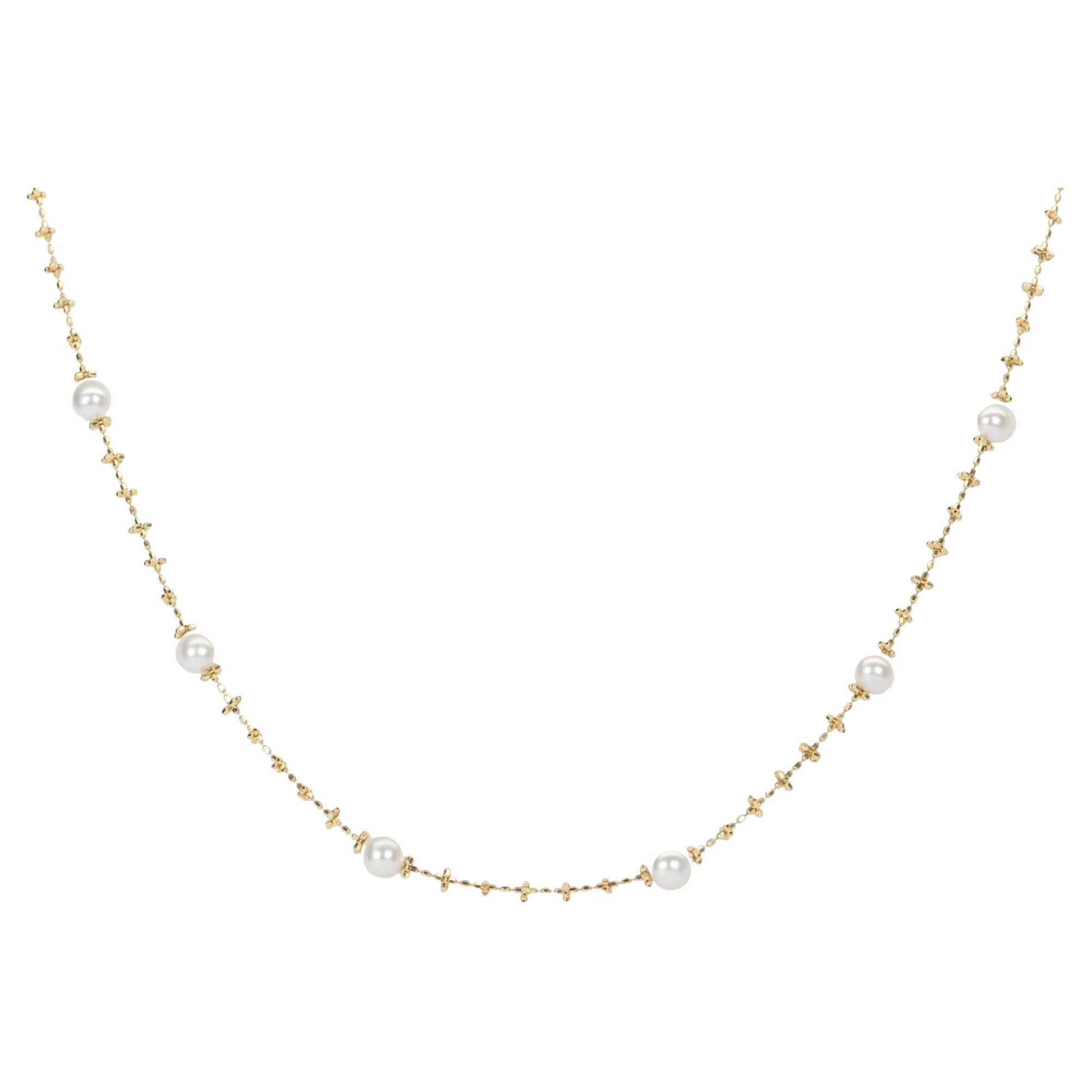 Dainty Freshwater Pearl on Shiny 18k Gold Chain Necklace OOAK Gift for Her R4365 For Sale