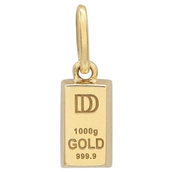 Dainty Gold Brick Pendant, 18k Gold  For Sale
