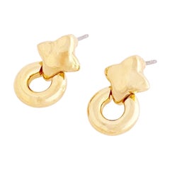 Dainty Gold Door Knocker Stud Earrings By Givenchy, 1980s