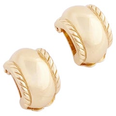 Dainty Gold Huggie Hoop Earrings By Christian Dior, 1980s