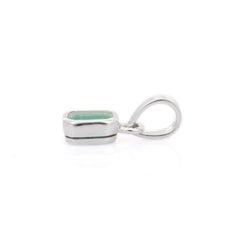 Dainty Green Emerald Gemstone Solitaire Unisex Pendant in 925 Silver for Him
