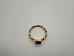 Dainty green natural emerald ring in 14kt yellow gold size 4