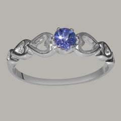 Dainty Heart 18k White Gold Natural Tanzanite Womens Solitaire Ring Customizable