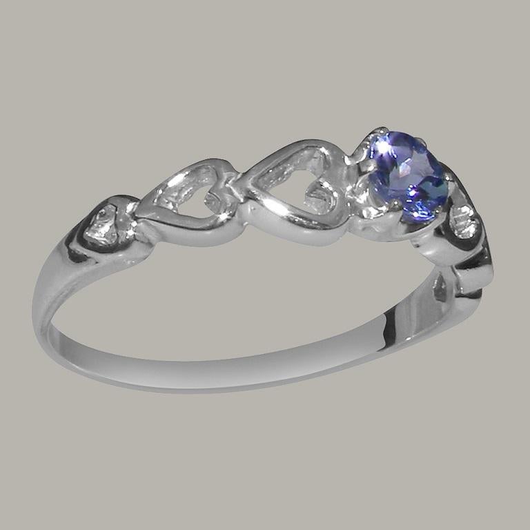 For Sale:  Dainty Heart 18k White Gold Natural Tanzanite Womens Solitaire Ring Customizable 3
