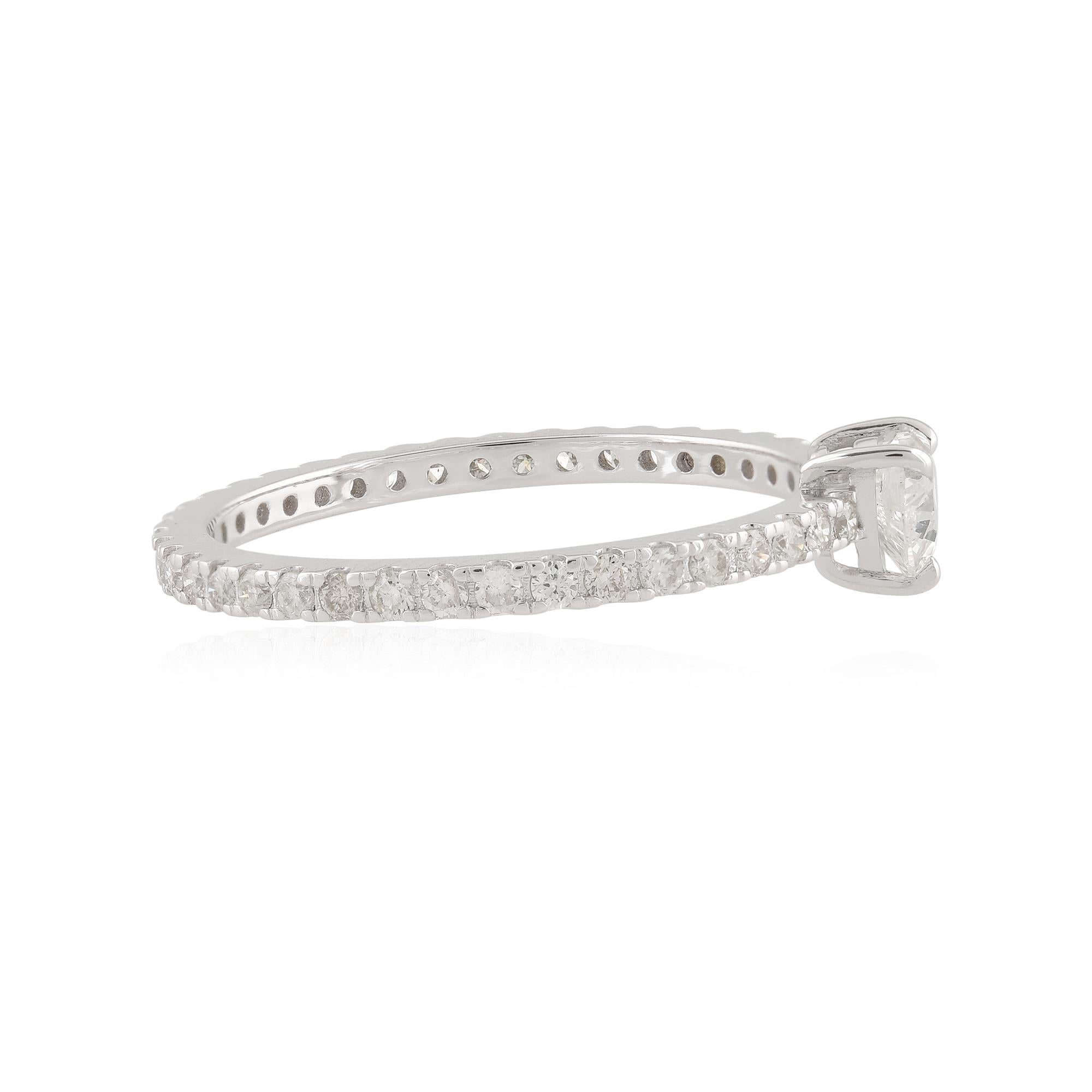 En vente :  Bague en or blanc 14k avec diamant SI/HI de taille coeur 4