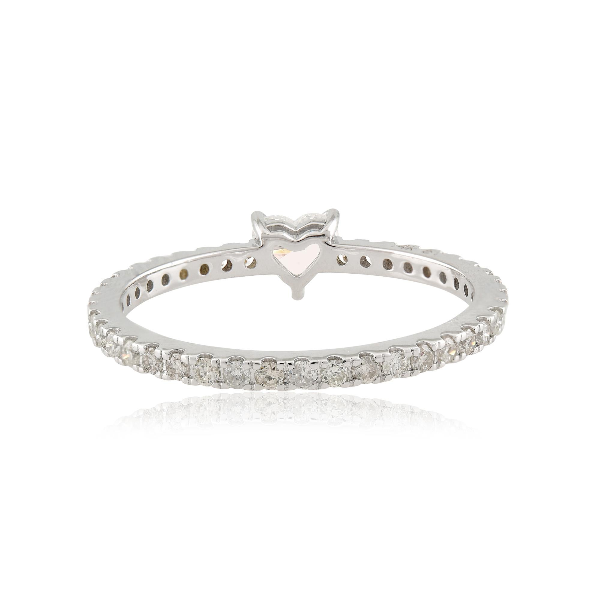 En vente :  Bague en or blanc 14k avec diamant SI/HI de taille coeur 5