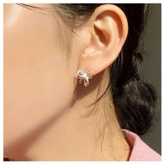 Dainty Huggie Earring 925 Sterling Silver Cute Bow Tie Shape Earring Christmas.