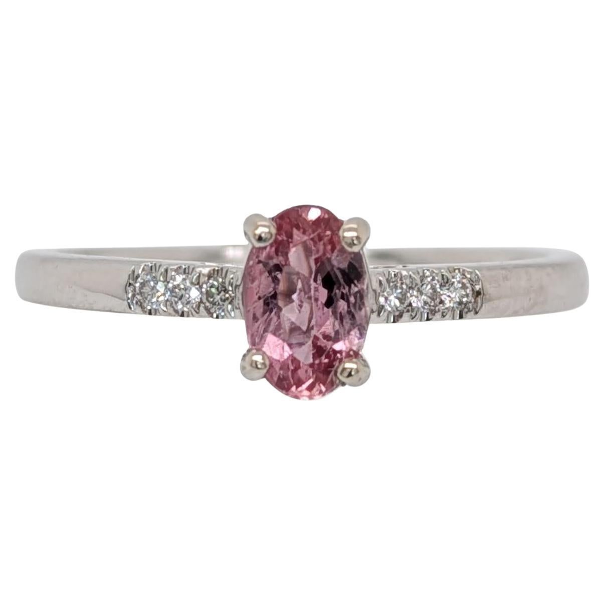 Dainty Imperial Topaz Ring w Natural Diamond Accents in Solid 14K Gold  OV 6x4