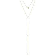 Dainty Marquise 14K (or 18k upon request) Yellow Gold Lariat Necklace