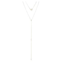 Dainty Marquise 14K (or 18k upon request) Yellow Gold Lariat Necklace