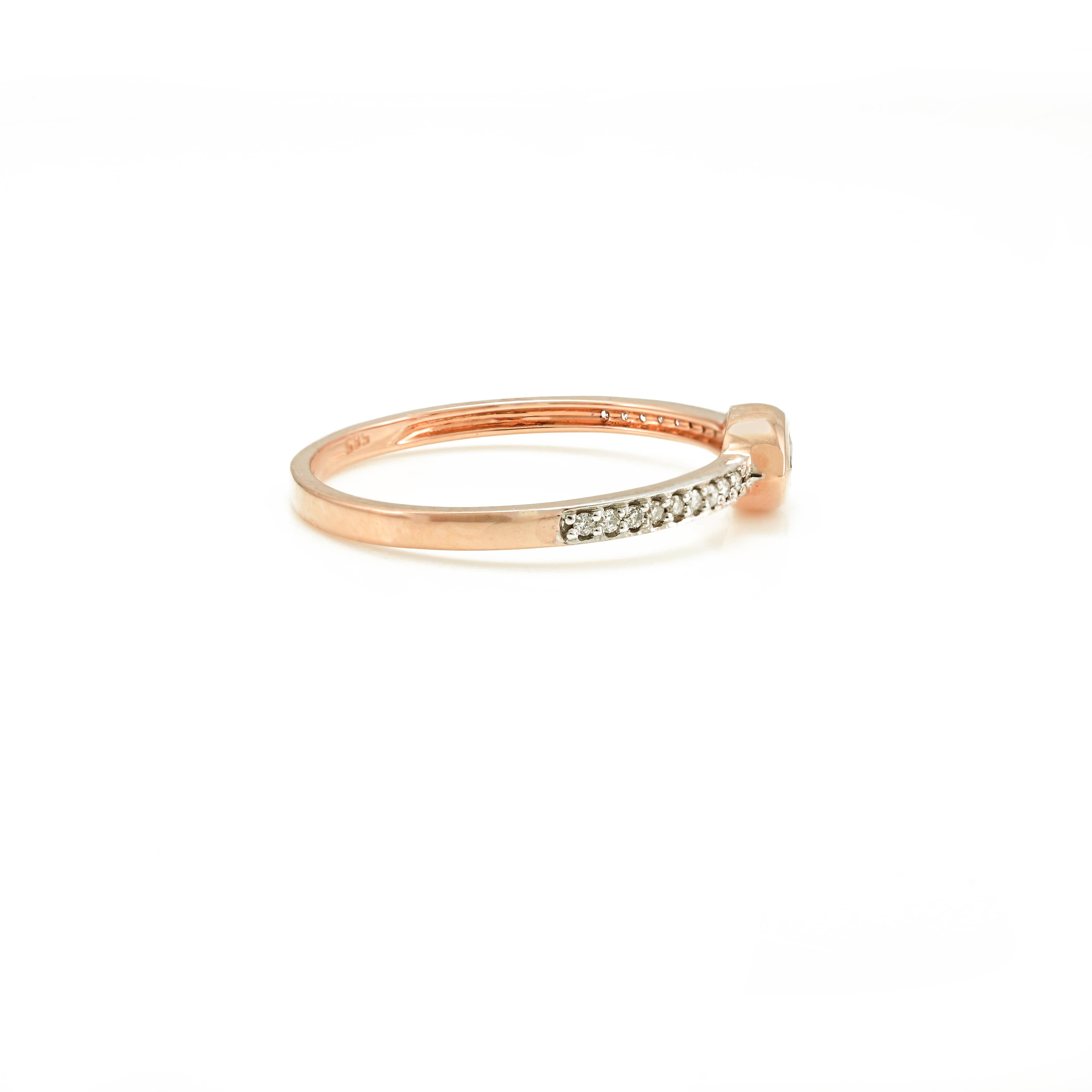 Im Angebot: Dainty Ring aus 14k massivem Roségold mit rosa Saphiren im Marquise-Schliff und Diamanten () 6