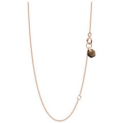 Dainty Modern Geometrical 18 Karat Gold Chain with Smoky Quartz Charm Hexagon