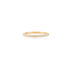 Dainty Moissanite Half Eternity Stacking Band Ring for Mom 14k Solid Yellow Gold