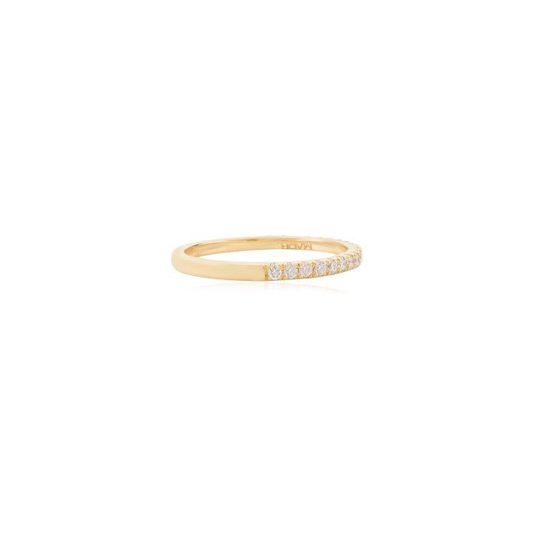 For Sale:  Dainty Moissanite Half Eternity Stacking Band Ring for Mom 14k Solid Yellow Gold 3