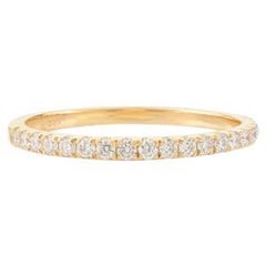 Dainty Moissanite Half Eternity Stacking Band Ring for Mom 14k Solid Yellow Gold