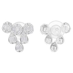Dainty Natural 0.62 Carat SI/H Diamond Drop Earrings 18 Karat White Gold