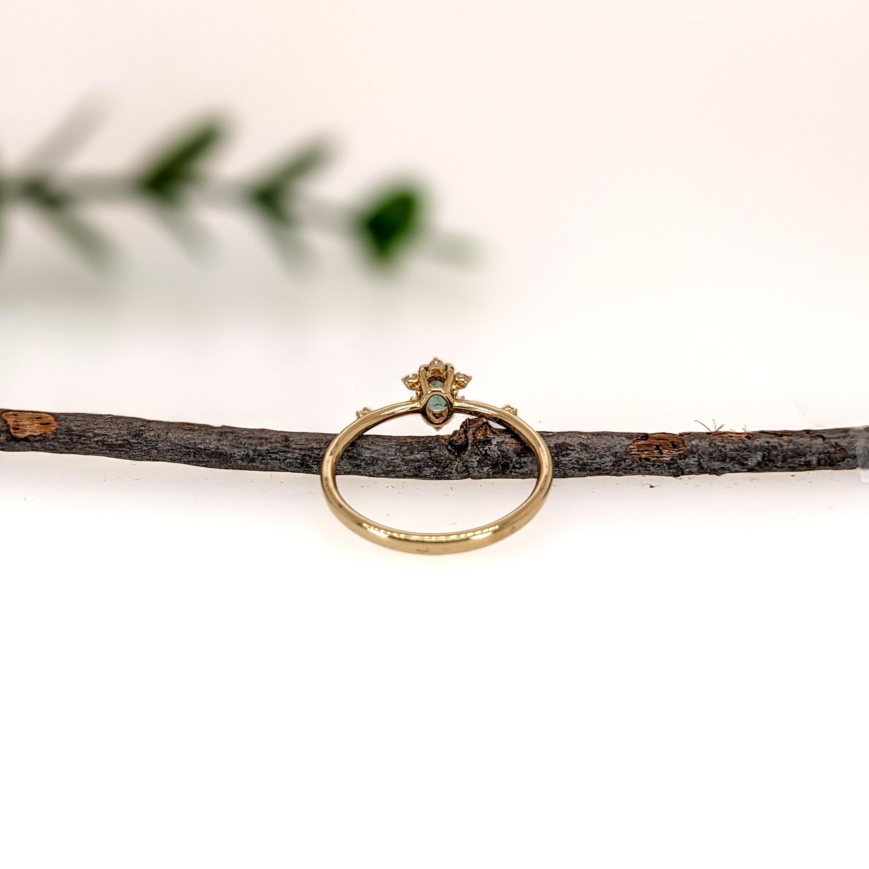 Women's Dainty Natural Color Changing Alexandrite Ring w Diamonds in 14K Yellow Gold