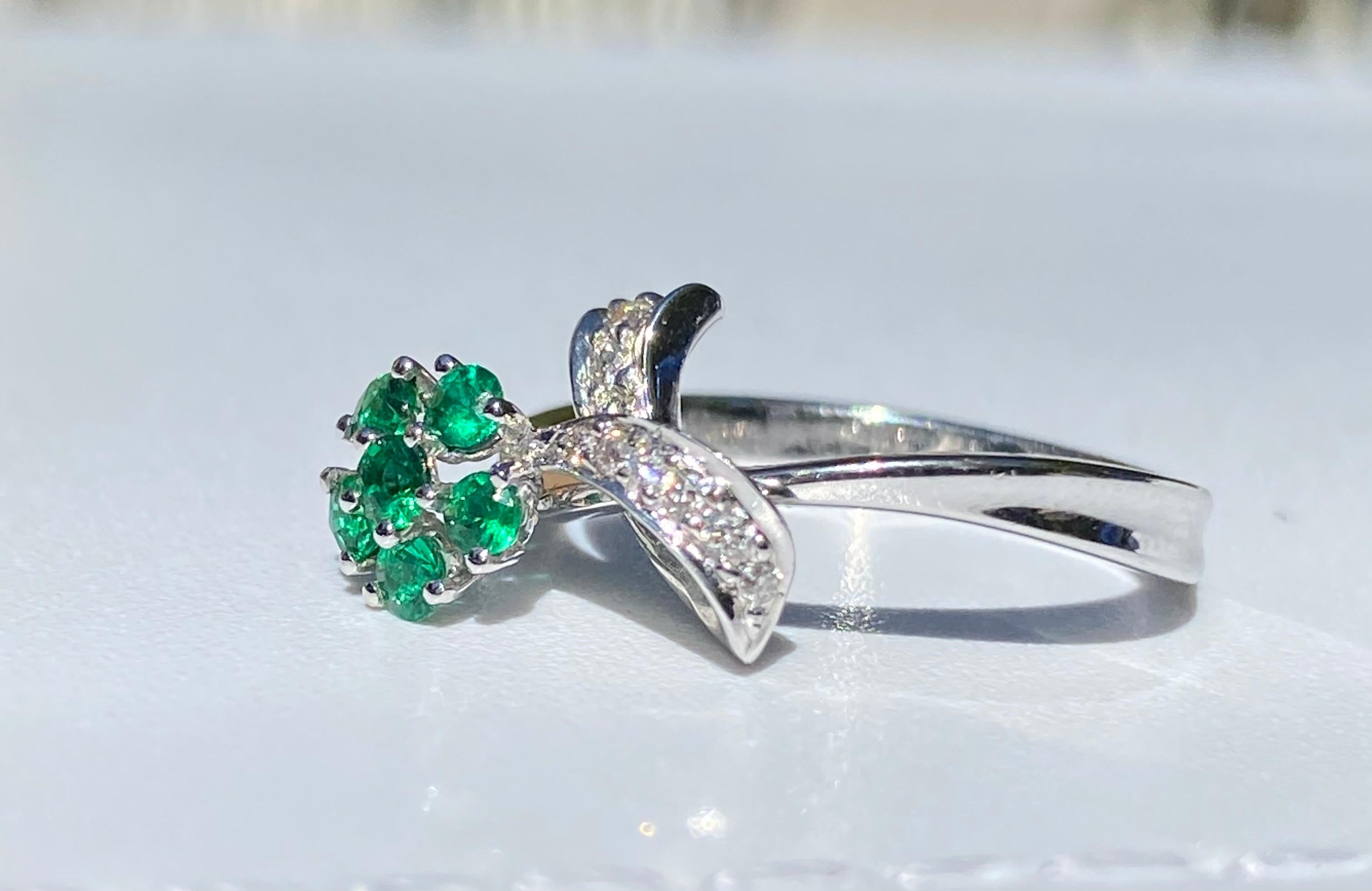 Dainty Natural Emerald and Diamond 