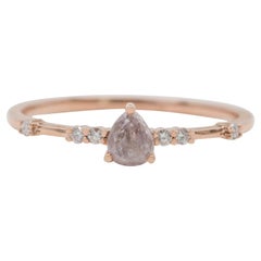 Dainty Natural Pear-Shape Pink Diamond 14k Rose Gold Engagement Ring Fancy R6026