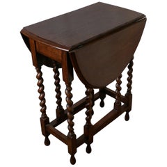 Dainty Oak Barley Twist Gate Leg Drop Leaf Occasional Table