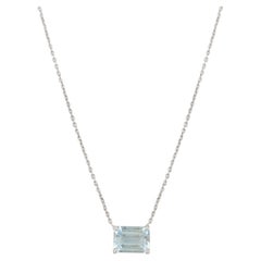 Collier d'aigue-marine en or blanc 14 carats avec chaîne pour elle