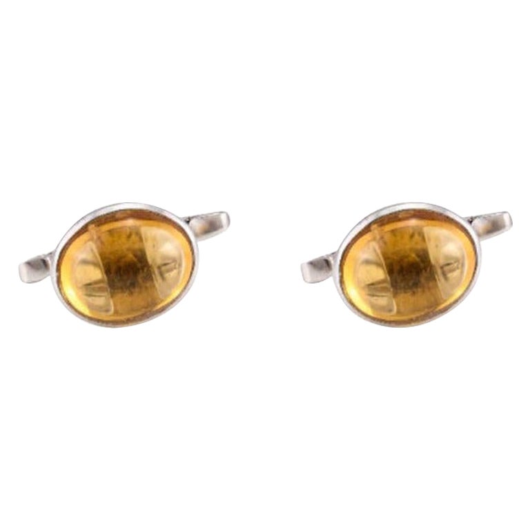 Dainty Oval Cut Citrine Cufflinks in 925 Sterling Silver Gifts for Him