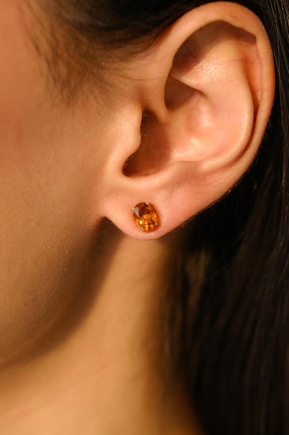 Taille ovale Citrine ovale pendentif bague boucles d'oreilles or jaune 18k cadeau pour elle en vente