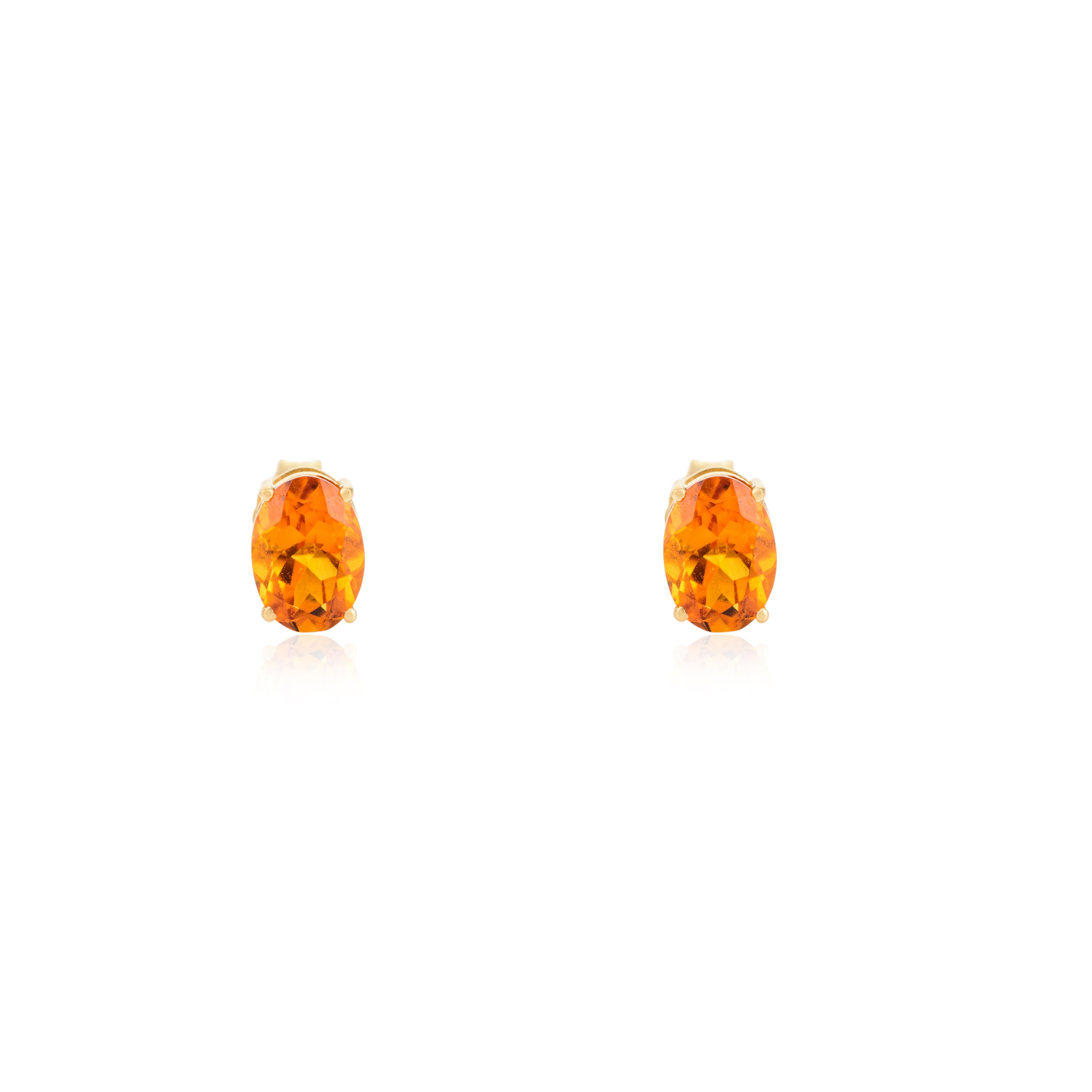 Citrine ovale pendentif bague boucles d'oreilles or jaune 18k cadeau pour elle Neuf - En vente à New York, NY