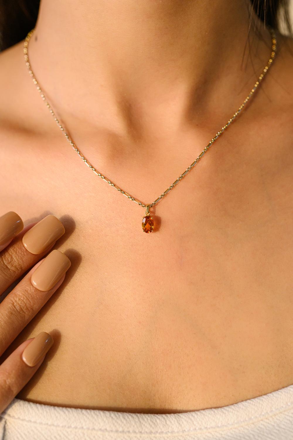 Citrine ovale pendentif bague boucles d'oreilles or jaune 18k cadeau pour elle en vente 2
