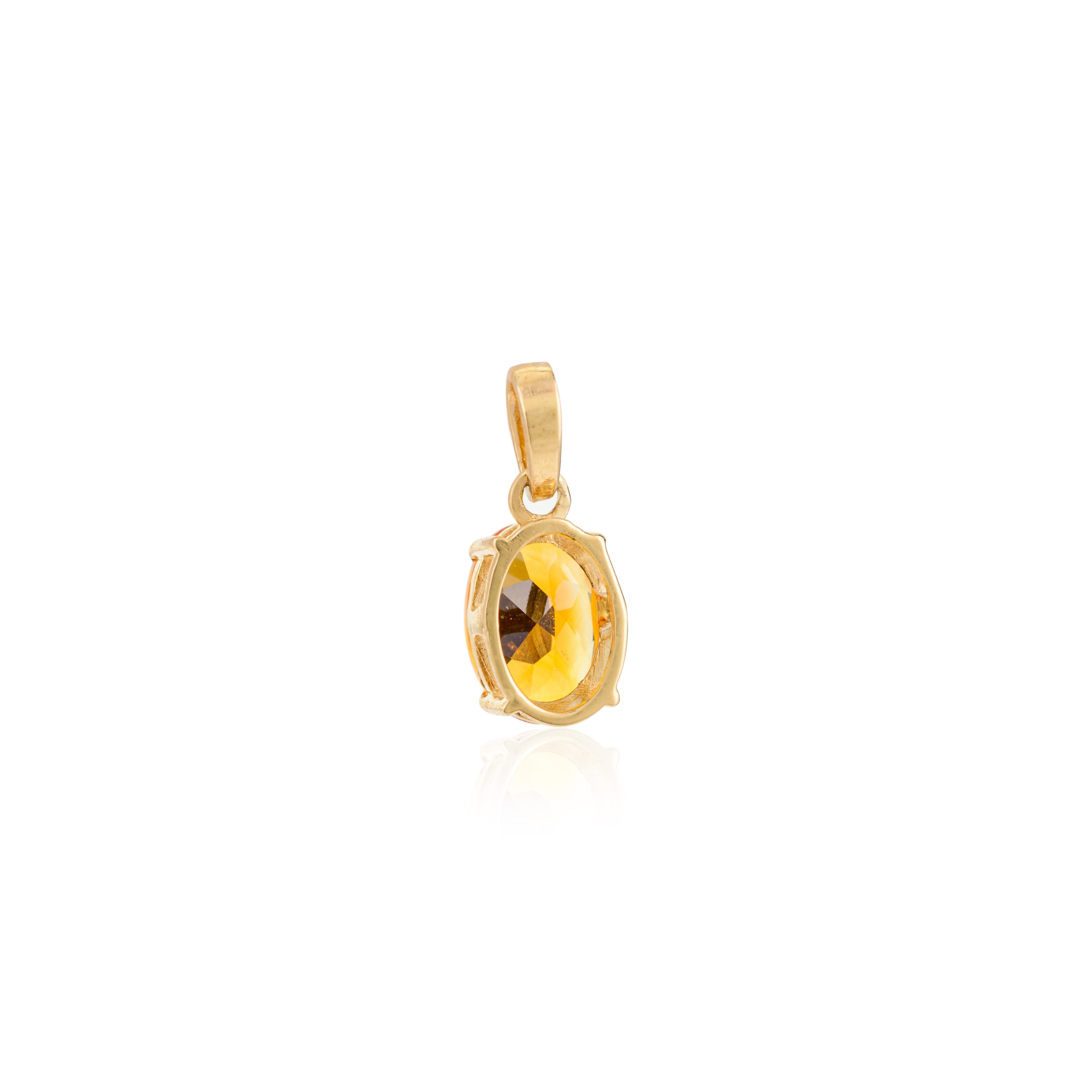 Citrine ovale pendentif bague boucles d'oreilles or jaune 18k cadeau pour elle en vente 3