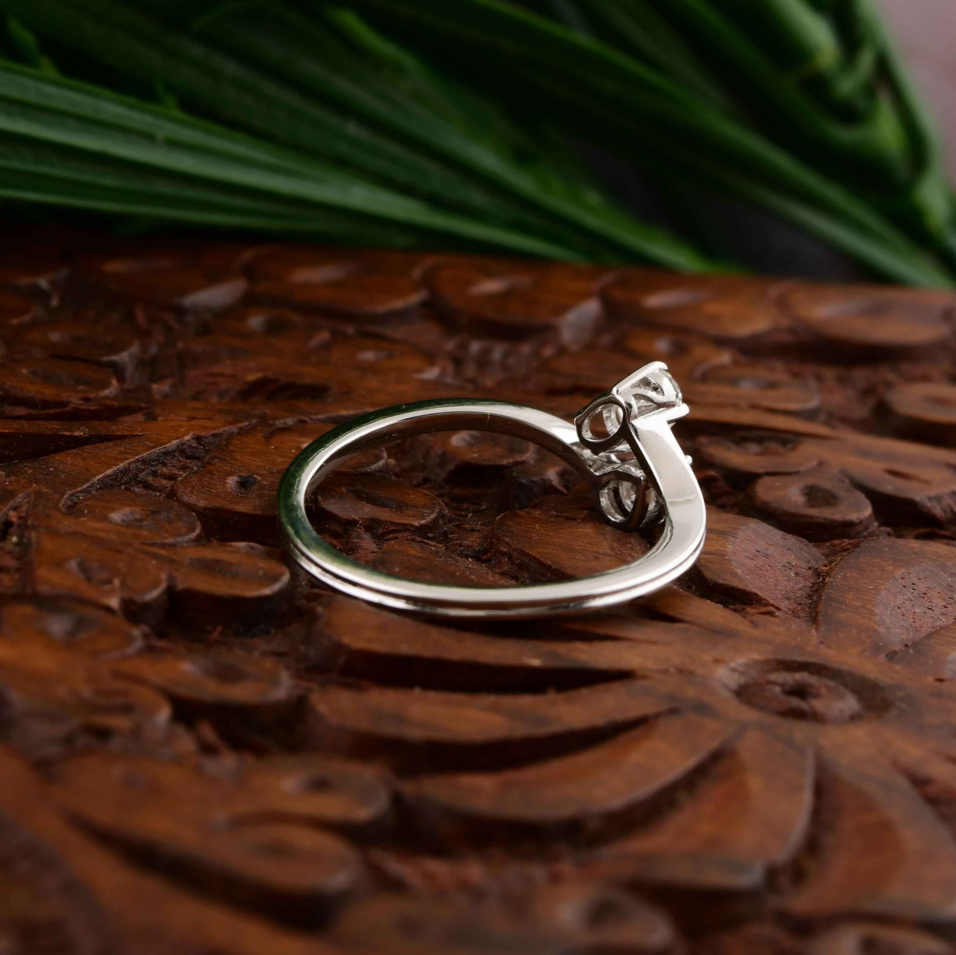 Im Angebot: Zierlicher Oval-Birnenschliff Toi et Moi Natürlicher SI/HI Diamantring 14 Karat Weißgold () 8